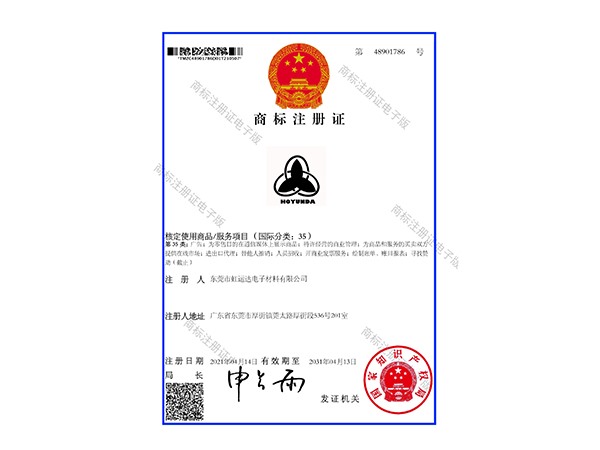 Trademark registration certificate (class 35)